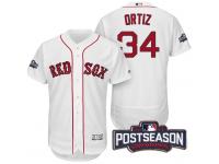 Men Boston Red Sox David Ortiz #34 AL East Division Champions White 2016 Postseason Patch Flex Base Jersey