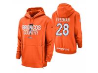 Men Denver Broncos #28 Royce Freeman Orange Sideline Local Lockup Pullover Hoodie