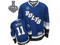 Men Reebok Tampa Bay Lightning #11 Brian Boyle Premier Royal Blue Third 2015 Stanley Cup Patch NHL Jersey