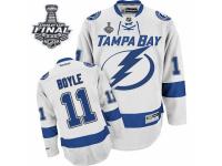 Men Reebok Tampa Bay Lightning #11 Brian Boyle Premier White Away 2015 Stanley Cup Patch NHL Jersey