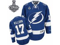 Men Reebok Tampa Bay Lightning #17 Alex Killorn Premier Royal Blue Home 2015 Stanley Cup Patch NHL Jersey