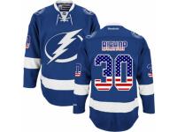 Men Reebok Tampa Bay Lightning #30 Ben Bishop Premier Royal Blue USA Flag Fashion NHL Jersey