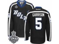 Men Reebok Tampa Bay Lightning #5 Jason Garrison Premier Black New Third 2015 Stanley Cup Patch NHL Jersey