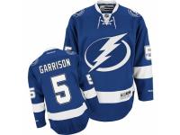 Men Reebok Tampa Bay Lightning #5 Jason Garrison Premier Blue Home NHL Jersey