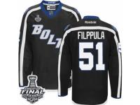 Men Reebok Tampa Bay Lightning #51 Valtteri Filppula Premier Black New Third 2015 Stanley Cup Patch NHL Jersey