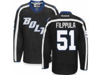 Men Reebok Tampa Bay Lightning #51 Valtteri Filppula Premier Black New Third NHL Jersey