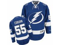 Men Reebok Tampa Bay Lightning #55 Braydon Coburn Premier Royal Blue Home NHL Jersey