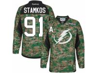 Men Reebok Tampa Bay Lightning #91 Steven Stamkos Camo Veterans Day Practice NHL Jersey