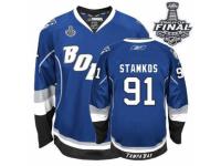 Men Reebok Tampa Bay Lightning #91 Steven Stamkos Premier Royal Blue Third 2015 Stanley Cup Patch NHL Jersey