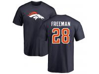 Men Royce Freeman Navy Blue Name & Number Logo NFL Nike Denver Broncos #28 T-Shirt