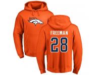Men Royce Freeman Orange Name & Number Logo NFL Nike Denver Broncos #28 Pullover Hoodie