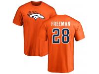 Men Royce Freeman Orange Name & Number Logo NFL Nike Denver Broncos #28 T-Shirt
