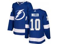 Men's Adidas NHL Tampa Bay Lightning #10 J.T. Miller Authentic Home Jersey Royal Blue Adidas