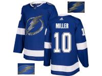 Men's Adidas NHL Tampa Bay Lightning #10 J.T. Miller Authentic Jersey Royal Blue Fashion Gold Adidas