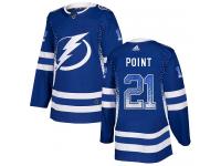 Men's Adidas NHL Tampa Bay Lightning #21 Brayden Point Authentic Jersey Blue Drift Fashion Adidas
