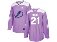 Men's Adidas NHL Tampa Bay Lightning #21 Brayden Point Authentic Jersey Purple Fights Cancer Practice Adidas