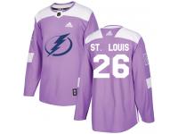 Men's Adidas NHL Tampa Bay Lightning #26 Martin St. Louis Authentic Jersey Purple Fights Cancer Practice Adidas