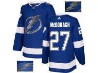 Men's Adidas NHL Tampa Bay Lightning #27 Ryan McDonagh Authentic Jersey Royal Blue Fashion Gold Adidas