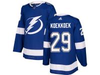 Men's Adidas NHL Tampa Bay Lightning #29 Slater Koekkoek Authentic Home Jersey Royal Blue Adidas