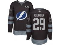Men's Adidas NHL Tampa Bay Lightning #29 Slater Koekkoek Authentic Jersey Black 1917-2017 100th Anniversary Adidas