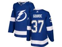 Men's Adidas NHL Tampa Bay Lightning #37 Yanni Gourde Authentic Home Jersey Royal Blue Adidas