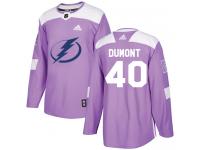 Men's Adidas NHL Tampa Bay Lightning #40 Gabriel Dumont Authentic Jersey Purple Fights Cancer Practice Adidas