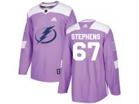 Men's Adidas NHL Tampa Bay Lightning #67 Mitchell Stephens Authentic Jersey Purple Fights Cancer Practice Adidas