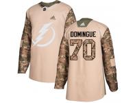 Men's Adidas NHL Tampa Bay Lightning #70 Louis Domingue Authentic Jersey Camo Veterans Day Practice Adidas