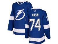 Men's Adidas NHL Tampa Bay Lightning #74 Dominik Masin Authentic Home Jersey Royal Blue Adidas