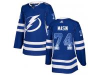 Men's Adidas NHL Tampa Bay Lightning #74 Dominik Masin Authentic Jersey Blue Drift Fashion Adidas