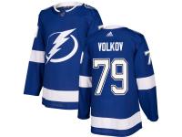 Men's Adidas NHL Tampa Bay Lightning #79 Alexander Volkov Authentic Home Jersey Royal Blue Adidas