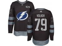 Men's Adidas NHL Tampa Bay Lightning #79 Alexander Volkov Authentic Jersey Black 1917-2017 100th Anniversary Adidas