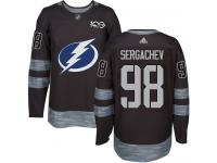 Men's Adidas NHL Tampa Bay Lightning #98 Mikhail Sergachev Authentic Jersey Black 1917-2017 100th Anniversary Adidas