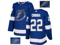 Men's Adidas Tampa Bay Lightning #22 Erik Condra Royal Blue Authentic Fashion Gold NHL Jersey
