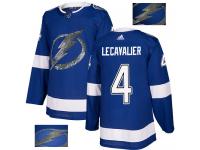 Men's Adidas Tampa Bay Lightning #4 Vincent Lecavalier Royal Blue Authentic Fashion Gold NHL Jersey