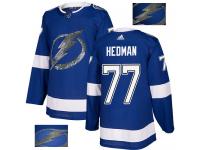 Men's Adidas Tampa Bay Lightning #77 Victor Hedman Royal Blue Authentic Fashion Gold NHL Jersey