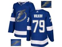 Men's Adidas Tampa Bay Lightning #79 Alexander Volkov Royal Blue Authentic Fashion Gold NHL Jersey