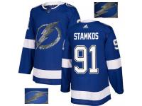 Men's Adidas Tampa Bay Lightning #91 Steven Stamkos Royal Blue Authentic Fashion Gold NHL Jersey