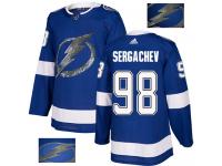 Men's Adidas Tampa Bay Lightning #98 Mikhail Sergachev Royal Blue Authentic Fashion Gold NHL Jersey