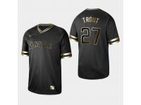 Men's Angels 2019 Black Golden Edition Mike Trout V-Neck Stitched Jersey