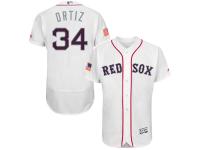 Men's Boston Red Sox David Ortiz Majestic White Fashion  Stars & Stripes 2016 Independence Day  Flex Base Player Jersey