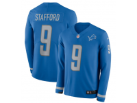 Men's Detroit Lions Customize jersey with Any Name Nike Blue Therma Long Sleeve Jersey