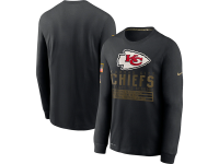 Men's Kansas City Chiefs 2020 Black Salute To Service Sideline Performance Long Sleeve NFL T-Shirt