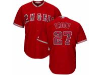 Men's Majestic Los Angeles Angels of Anaheim #27 Mike Trout Red Team Logo Fashion Cool Base MLB Jersey