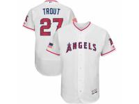 Men's Majestic Los Angeles Angels of Anaheim #27 Mike Trout White Stars & Stripes Authentic Collection Flex Base MLB Jersey