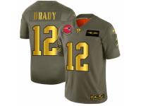 Men's New England Patriots #12 Tom Brady Limited Olive Gold 2019 Salute to Service Football Jersey