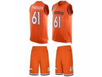Men's Nike Denver Broncos #61 Matt Paradis Orange Tank Top Suit NFL Jersey