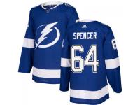 Men's Tampa Bay Lightning #64 Matthew Spencer adidas Blue Authentic Jersey