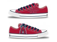 MLB Men/Women Los Angeles Angels #20 Bud Norris Red Hand Painted Unisex Low-Top Canvas Shoes