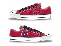 MLB Men/Women Los Angeles Angels #47 Ricky Nolasco Red Hand Painted Unisex Low-Top Canvas Shoes